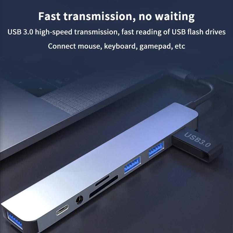 8-in-1 USB-C Hub – Audio Jack & TF Card Reader Adapter USB-C Hub Adapter Axl