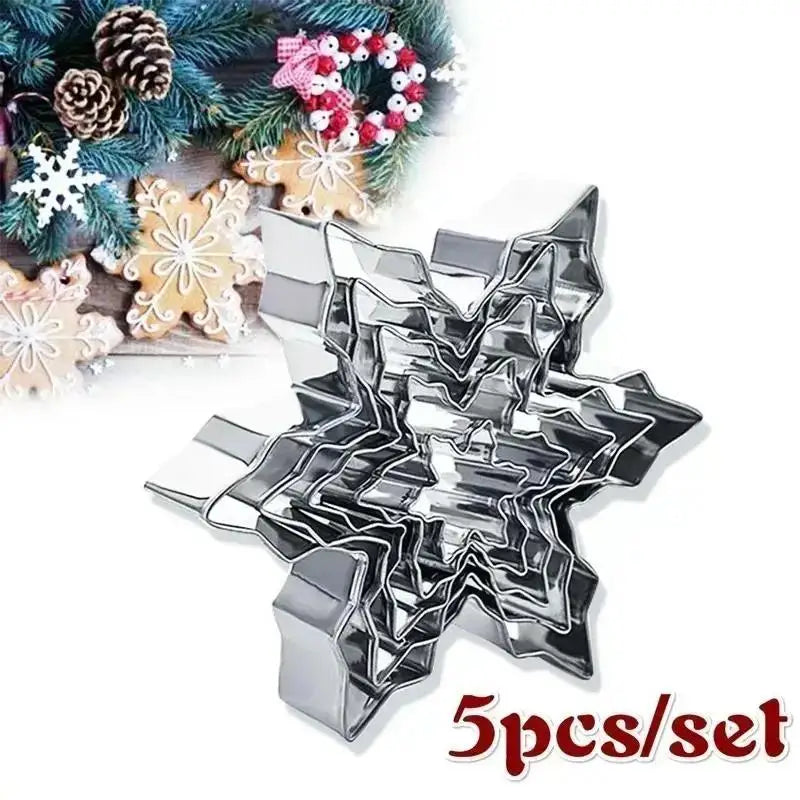 5-Piece Snowflake Cookie Cutters – Stainless Steel Christmas Set Cookie Cutter Set Axl