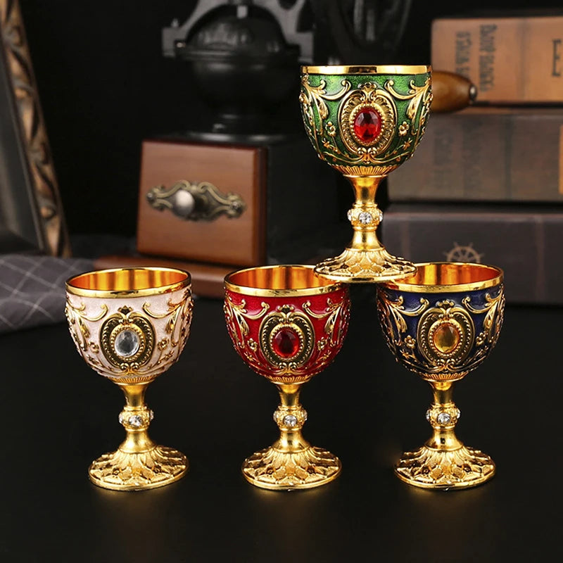 Embossed Metal Chalice Goblet – Vintage Wine & Bar Cup Metal Chalice Goblet Axl