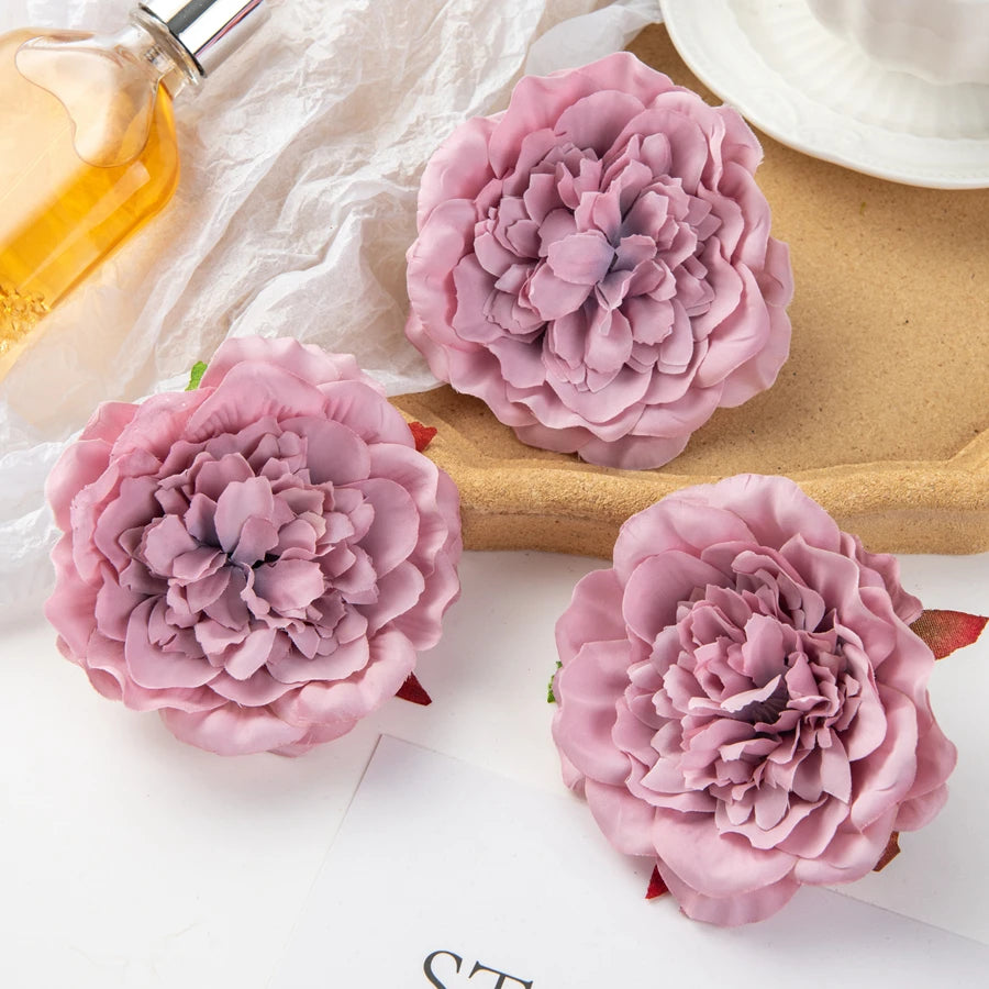 Silk Dahlia Peony Artificial Flowers 5/10 Pcs – Wedding Decor Artificial Flowers Axl VIOLET/紫罗兰 5pieces