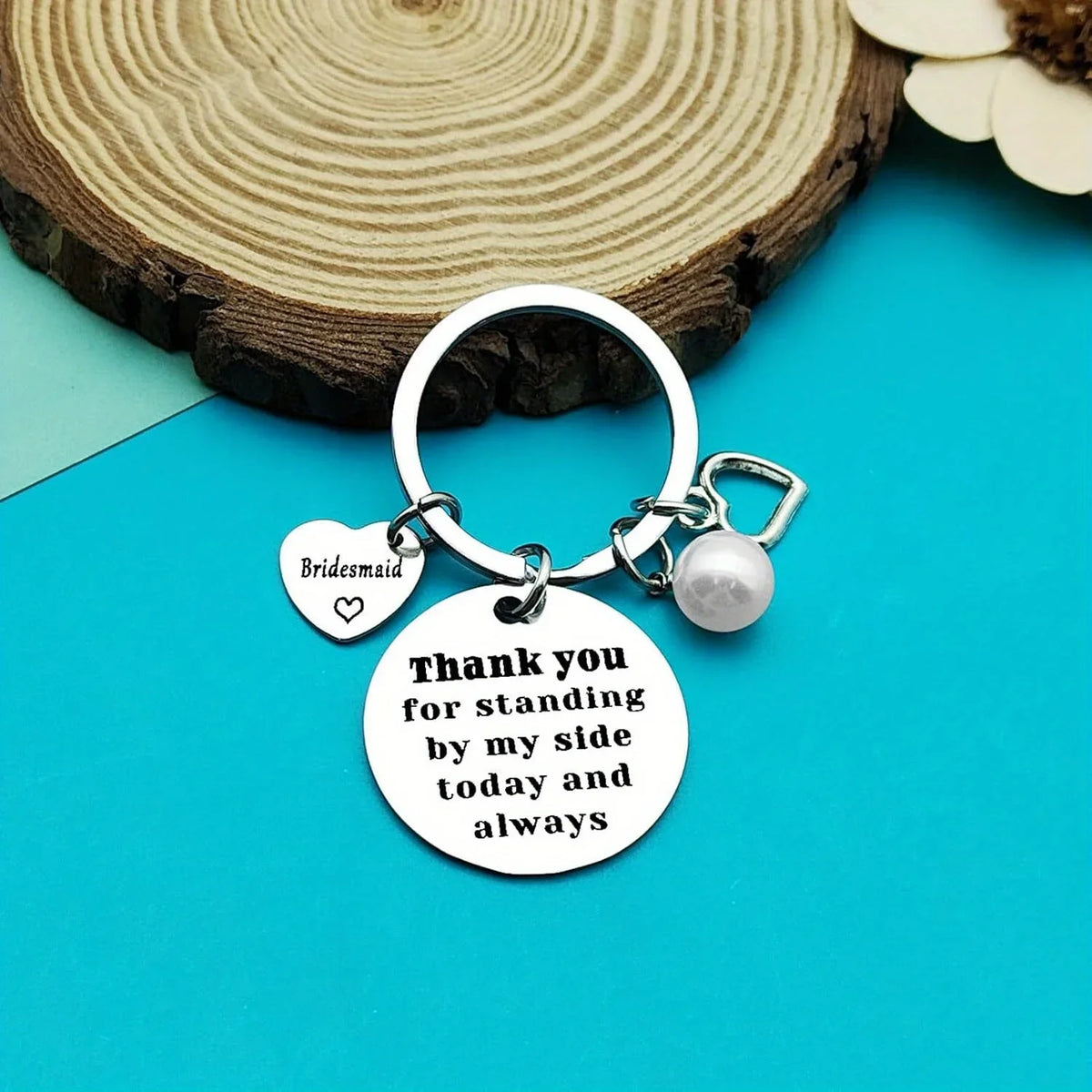 Pearl Accent Bridesmaid Keychain Gift Set – Thank You Bridesmaid Keychain Gift Axl