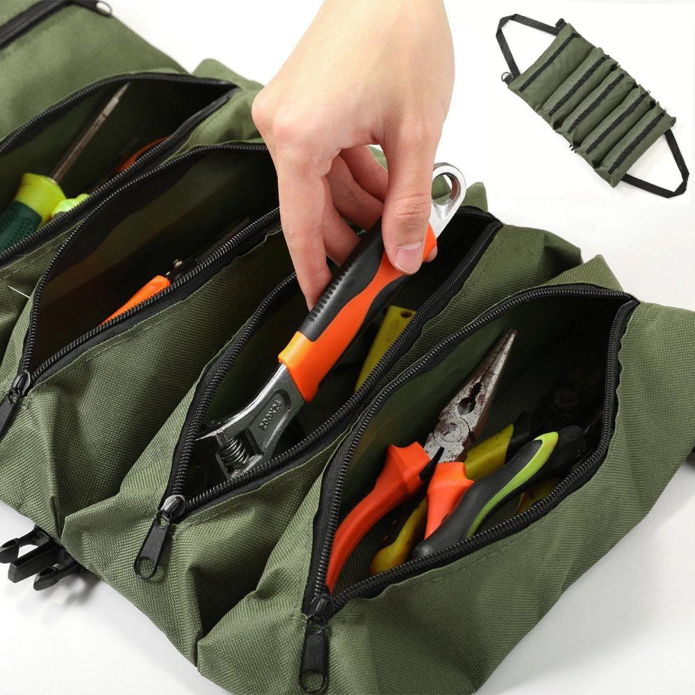 Roll-Up Tool Bag – Multi-Pocket Oxford Cloth Organizer Pouch Roll-Up Tool Bag Axl