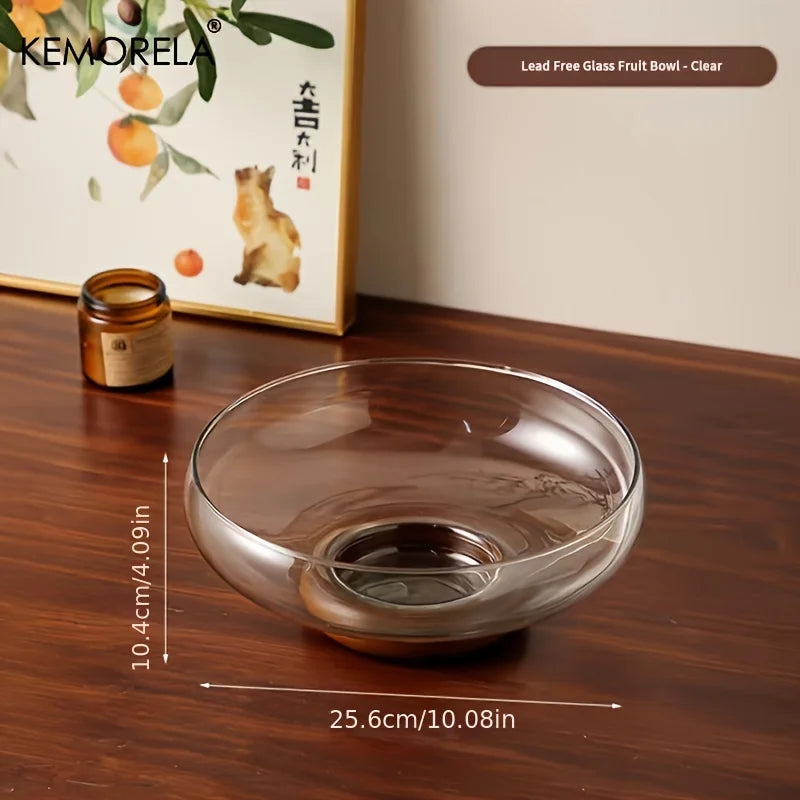 KEMORELA Glass Fruit Bowl – Stackable Footed Kitchen Decor Glass Fruit Bowl Axl
