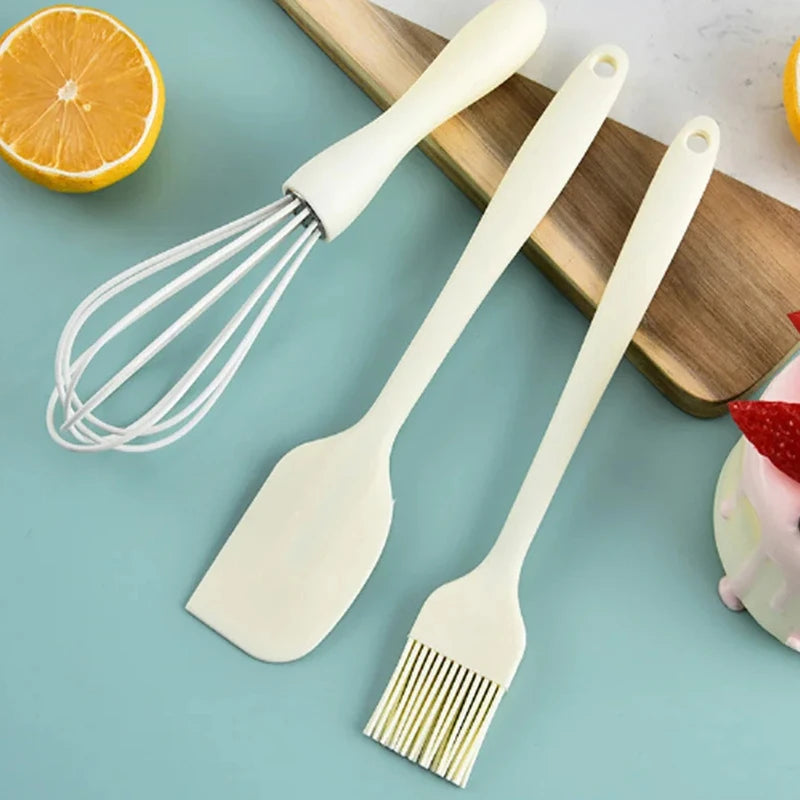 3-Piece Silicone Baking Set – Scraper, Whisk & Pastry Brush Silicone Baking Utensils Axl