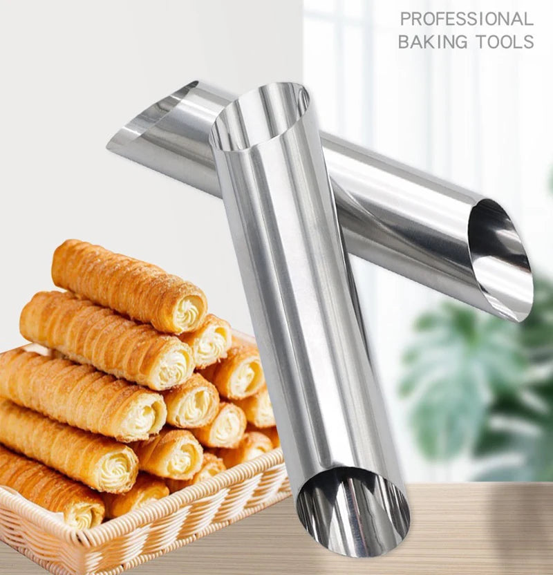 6-Piece Stainless Steel Cream Horn & Cannoli Mold Set Pastry Baking Molds Axl