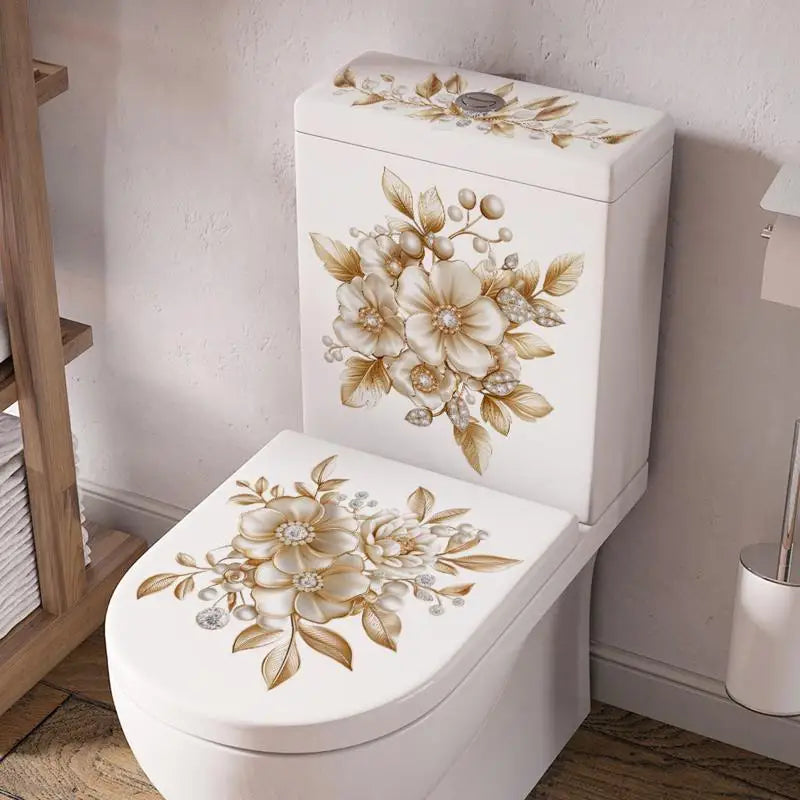 Floral Butterfly Toilet Sticker – Waterproof PVC Bathroom Decal Bathroom Wall Sticker Axl