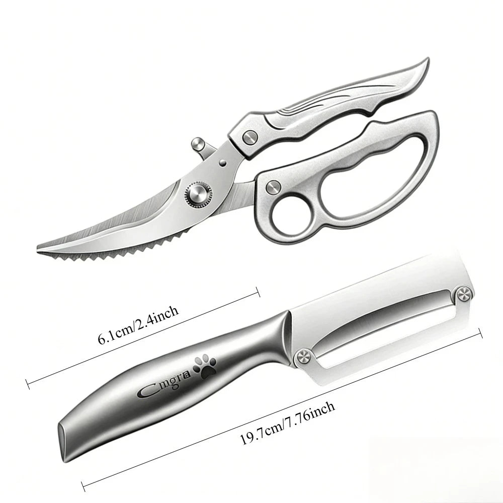 PLYS Heavy-Duty Kitchen Shears with Spring-Loaded Ejector Kitchen Shears Axl 2pcs B