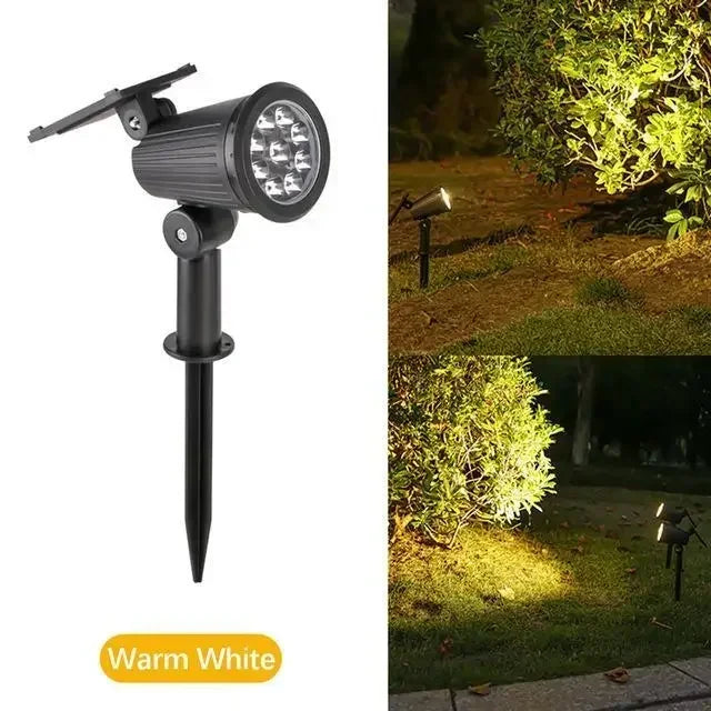 9 LED Solar Spotlight IP65 Waterproof Outdoor Garden Pathway Lamp Solar Garden Spotlight Axl Warm light