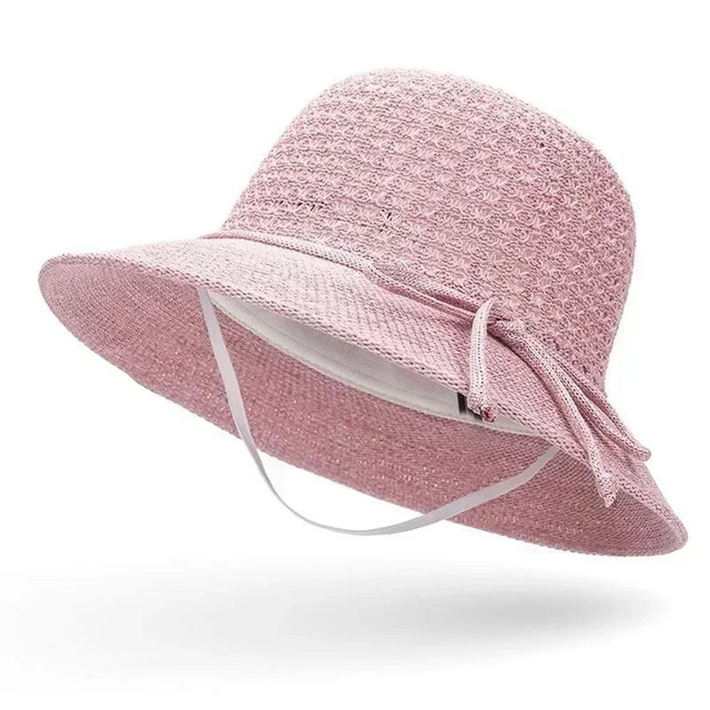 Women's Braided Beach Sun Hat – Wide 6cm Brim Visor Women's Sun Hat Axl dark pink