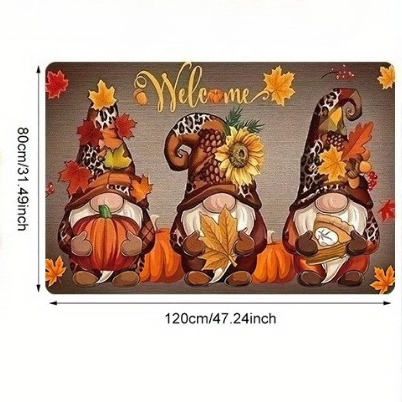 Gnome & Pumpkin Festive Doormat – Non-Slip Indoor/Outdoor Festive Doormat Axl 80x120cm -1pc
