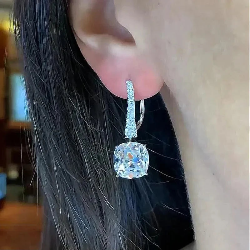 Huitan CZ Crystal Dangle Earrings – Silver Drop Jewelry for Women Drop Dangle Earrings Axl
