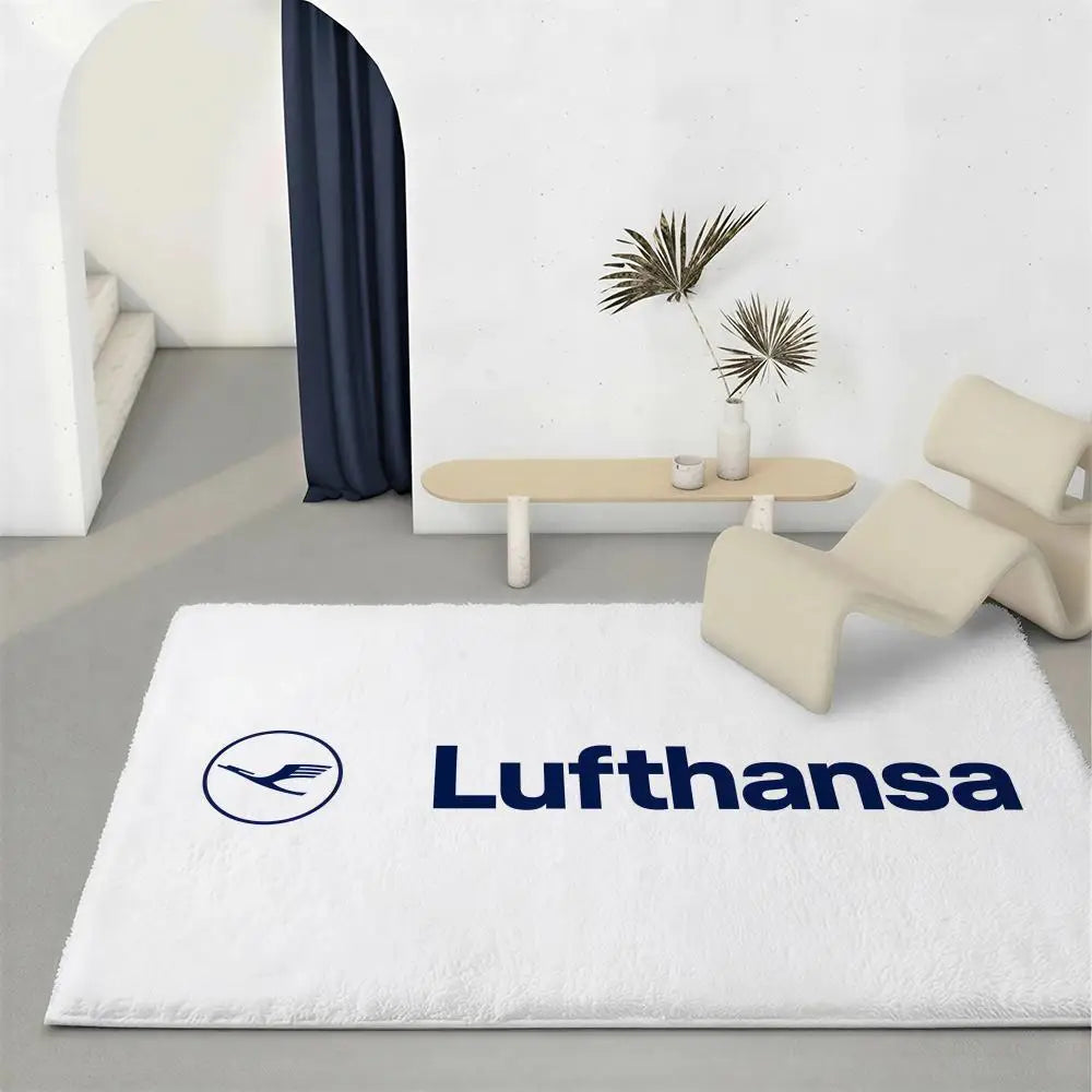 Lufthansa Aviation Flannel Floor Mat – Non-Slip Soft Indoor Rug Flannel Floor Mat Axl White1 60x90cm