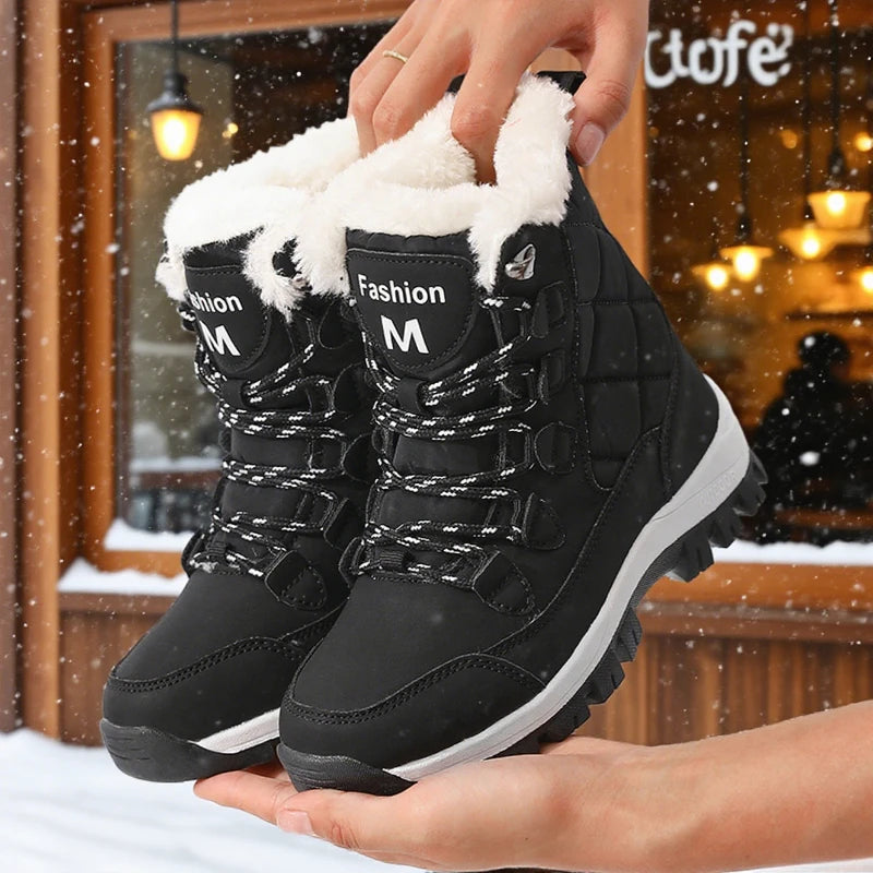 Women's Waterproof Winter Snow Boots – Faux Fur Lined Women's Winter Boots Axl black 37