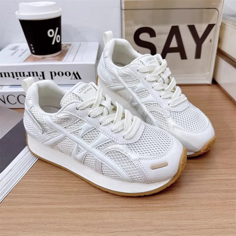 Women's Breathable Mesh Platform Running Sneakers | Lace-Up Platform Running Sneakers Axl