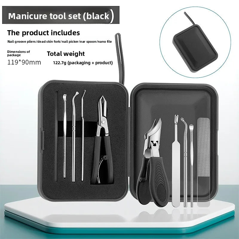 Professional 5-Piece Stainless Steel Manicure Kit & Nail Care Set Manicure Kit Axl Super sharp5Set(Blac