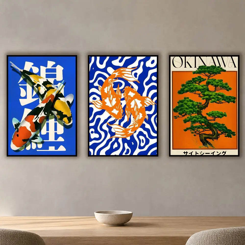 Japanese Koi Fish Waterproof PVC Wall Sticker Poster | Home Décor Wall Sticker Poster Axl