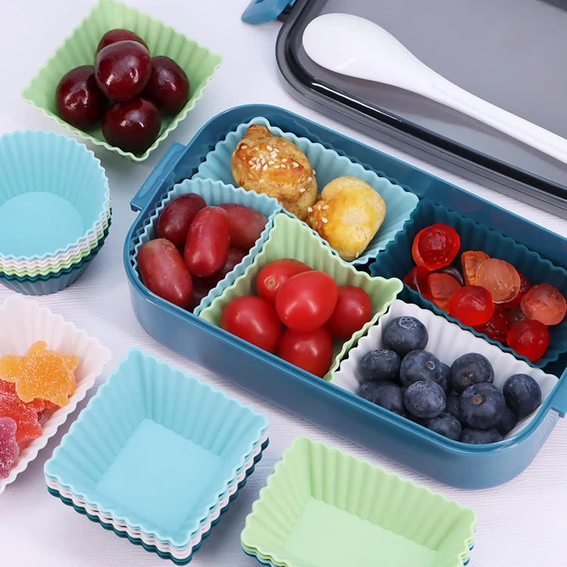 12-Pack Silicone Cupcake Molds & Bento Lunch Box Dividers Silicone Baking Molds Axl