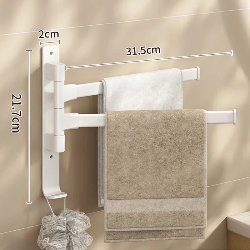 Wall Mounted Rotatable Towel Rack – Space Aluminum 2–5 Bars Towel Rack Axl White 2 Bar