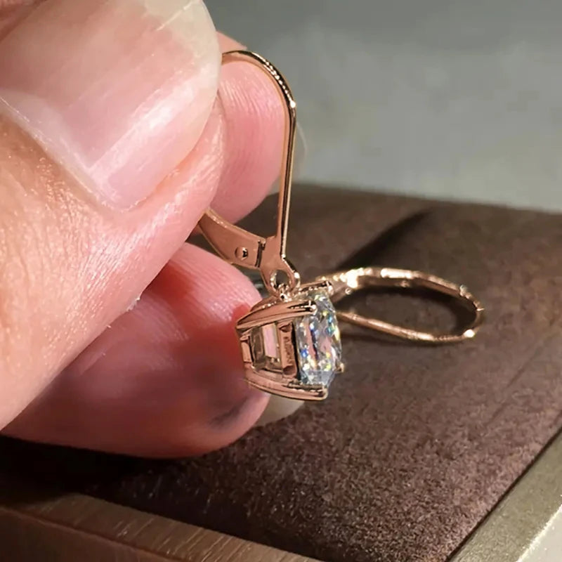 Huitan Princess CZ Dangle Earrings – Silver & Rose Gold CZ Dangle Earrings Axl E2965