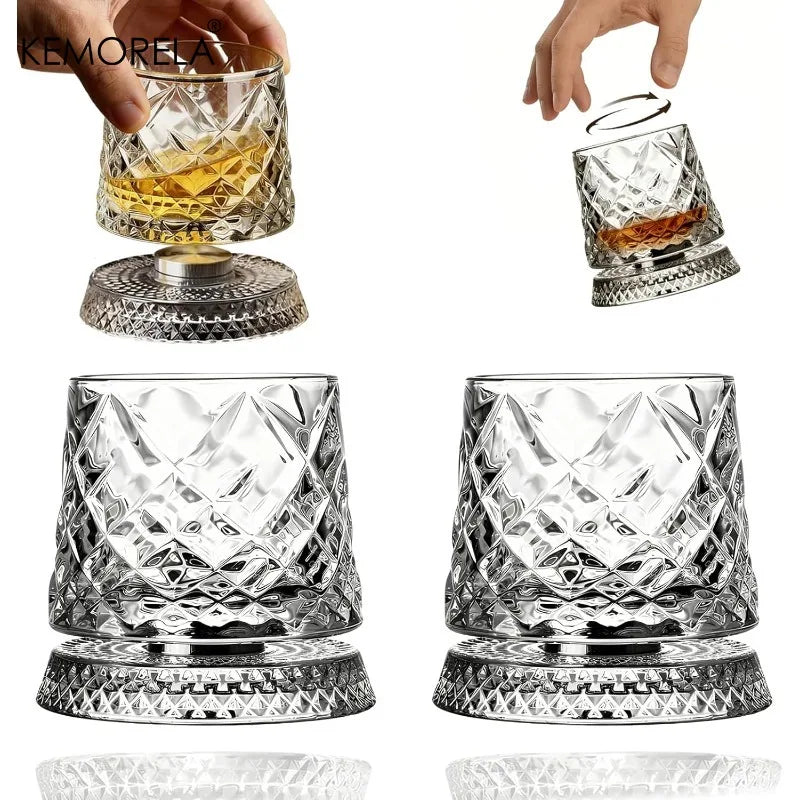 360° Rotating Whisky Glass – Crystal Tumbler Gift for Men Whisky Tumbler Axl