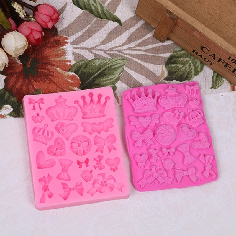 Crown Bowknot 3D Silicone Fondant Mold – Cake Candy Making Silicone Baking Mold Axl