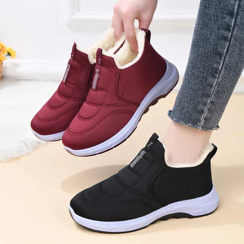 Women's Winter Snow Boots – Velvet Lined Warm Slip-On Mid-Calf Winter Snow Boots Axl