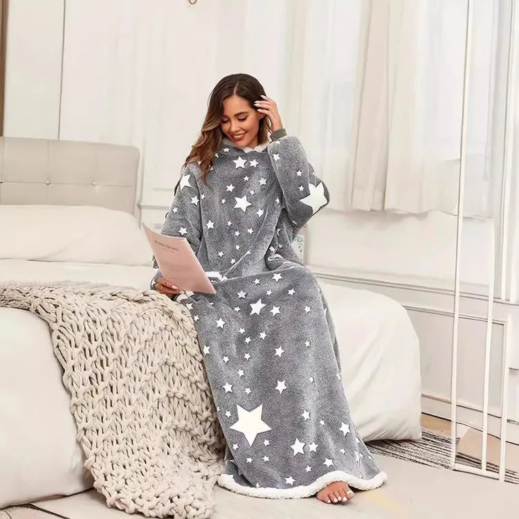 Women's Hooded Blanket Pullover – Warm Thickened Winter Homewear Hooded Blanket Pullover Axl