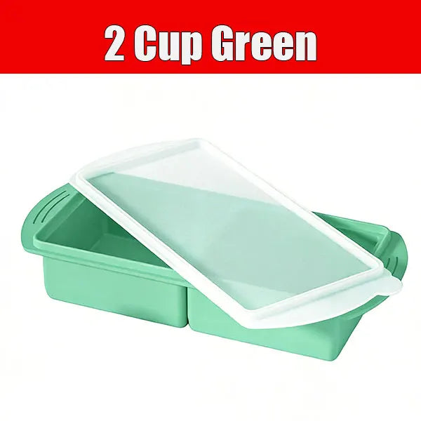 Silicone Freezer Tray with Lid – Large Soup & Broth Cube Mold Silicone Freezer Tray Axl 2 Cup Green