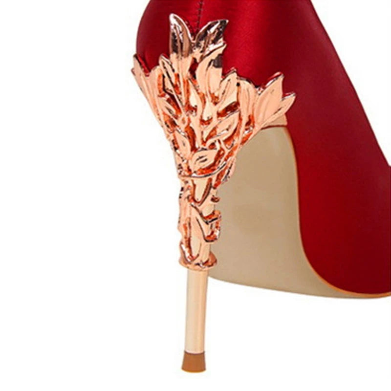 Women's Pointed Toe High Heel Pumps | 10cm Silk Wedding Shoes Women's High Heel Pumps Axl