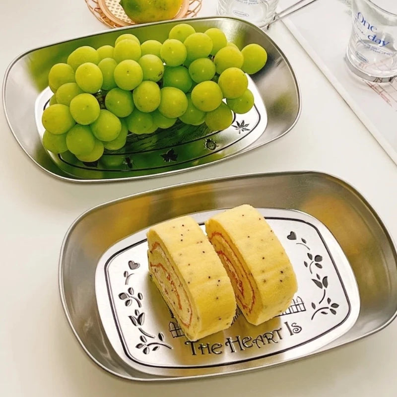 European Retro Stainless Steel Snack & Fruit Serving Tray Serving Tray Axl