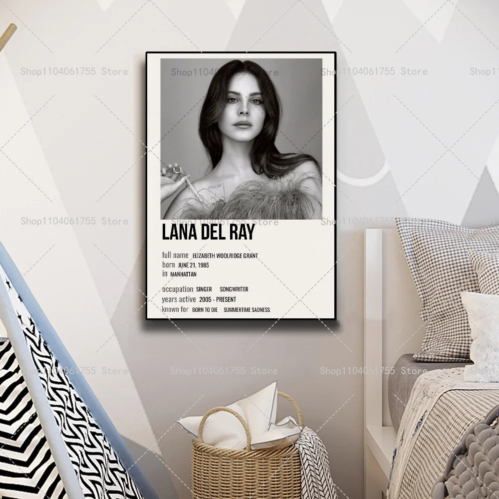 Lana Del Rey Album Wall Poster – Self-Adhesive Waterproof Sticker Music Wall Poster Axl