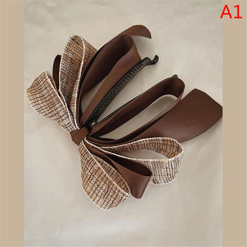 Korean Bow Hair Clip – High Ponytail Barrette for Women Bow Hair Clip Axl Coffee