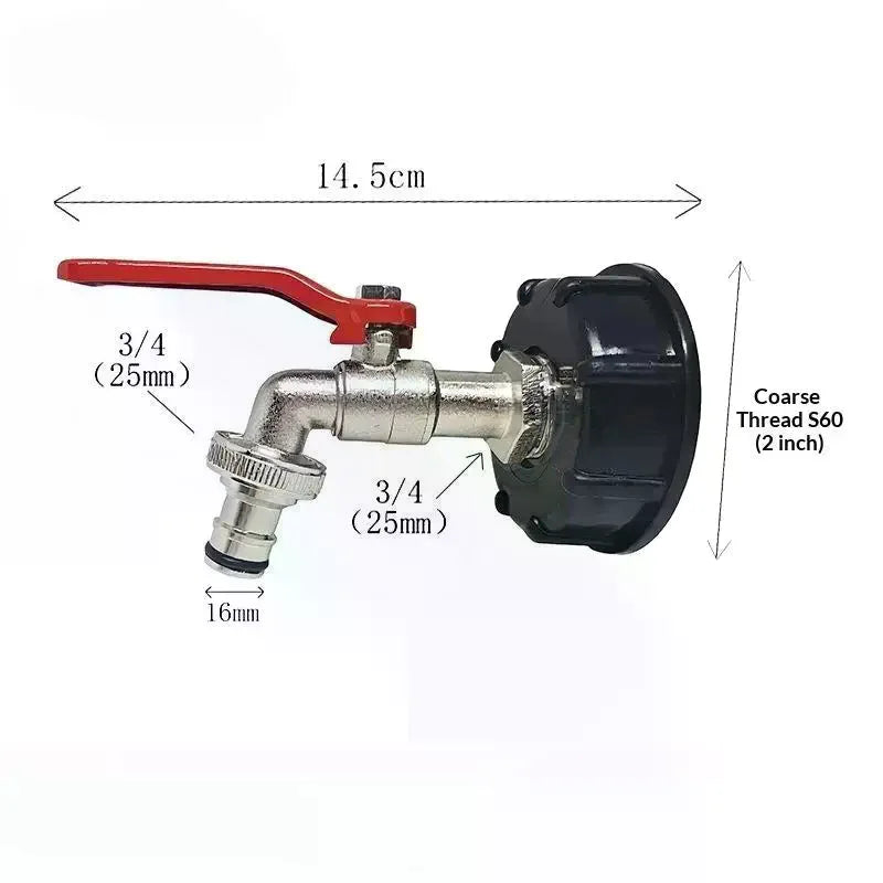 IBC Tank Faucet Hose Adapter – Zinc Alloy with Seal Tape Tank Hose Adapter Axl