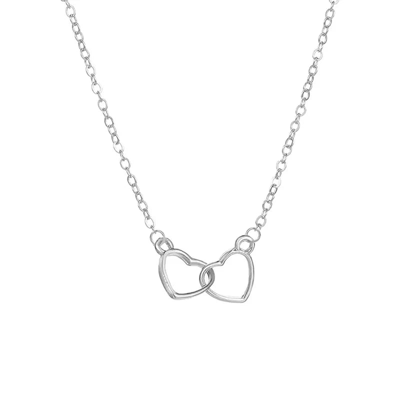 Huitan Double Heart Pendant Necklace – Women's Fashion Jewelry Pendant Necklace Axl XL1233 45cm