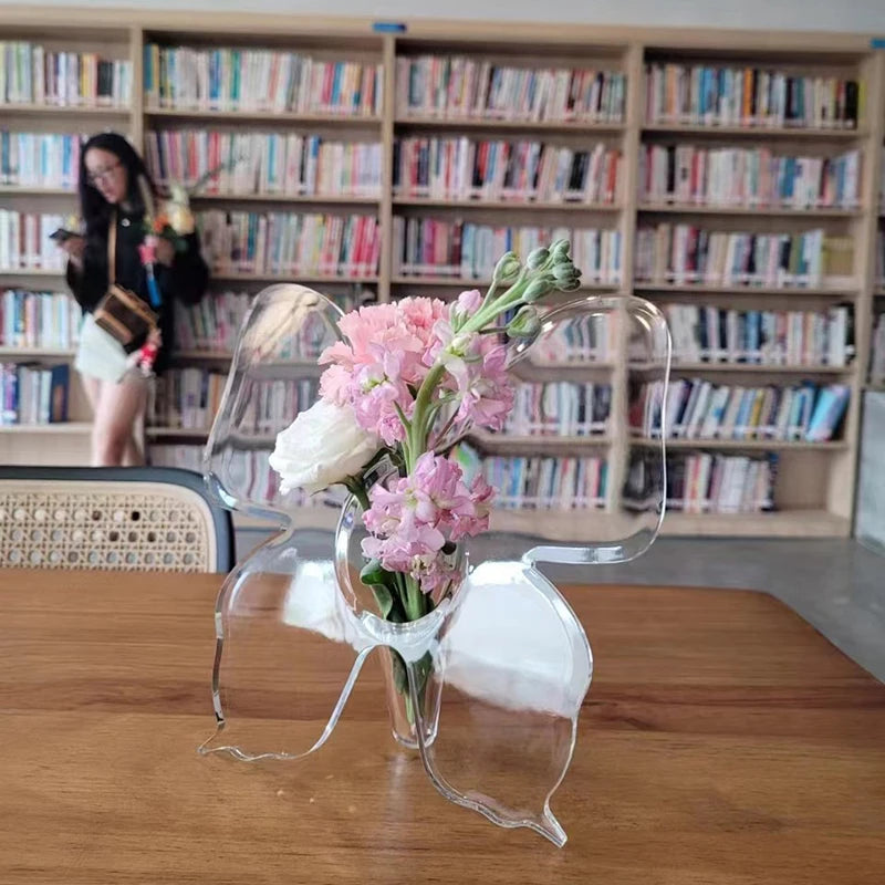 Clear Acrylic Butterfly Vase – 3D Flower Arrangement Home Decor Decorative Vase Axl
