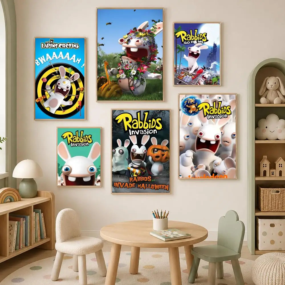 Rabbids Invasion Self-Stick Wall Poster – Waterproof HD Decor Wall Art Poster Axl