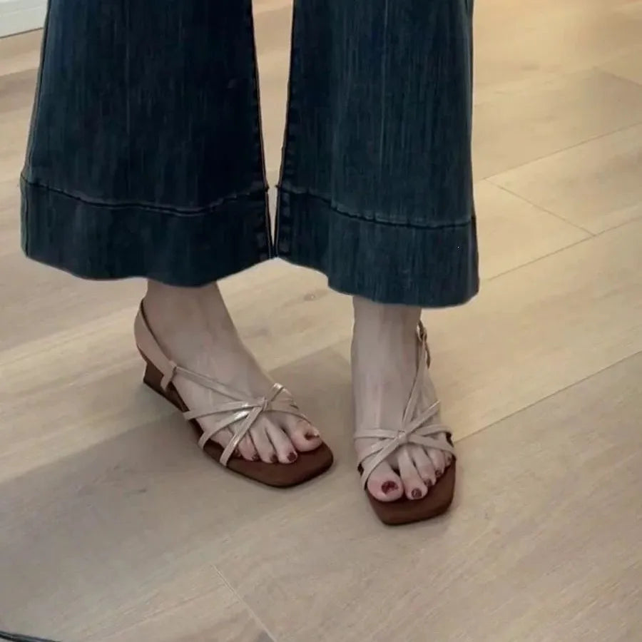 Women's Wedge Platform Sandals – Cross Strap Buckle Heels Wedge Platform Sandals Axl