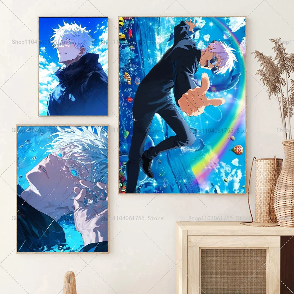 Anime Gojo Waterproof Self-Adhesive Wall Poster | Room Decor Anime Wall Poster Axl