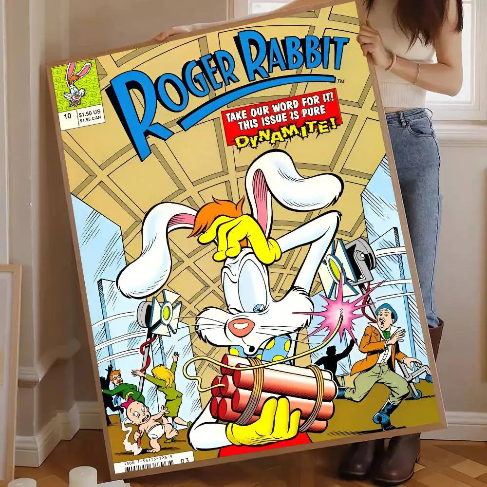Cartoon Rabbit Self-Adhesive Wall Poster – Waterproof Mural Art Wall Art Poster Axl z5 50x70cm No Frame