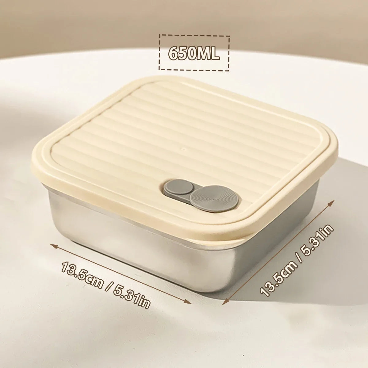WORTHBUY 304 Stainless Steel Stackable Leak-Proof Lunch Box Stainless Steel Lunch Box Axl Beige 650ml