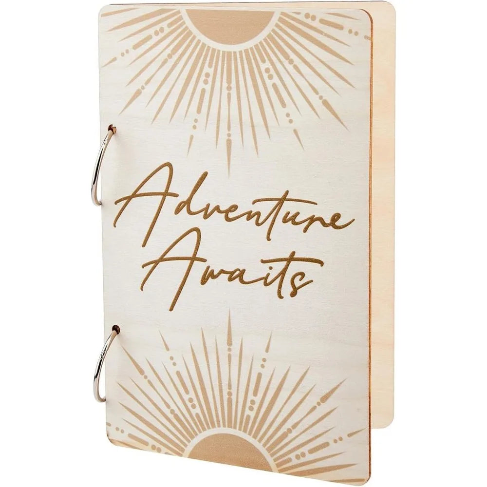 Wooden "Adventure Awaits" Loose Leaf Card & Photo Binder Wooden Card Binder Axl AECH04-18964