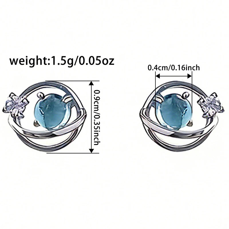 Huitan Planet Stud Earrings – Imitation Opal Women's Jewelry Stud Earrings Axl