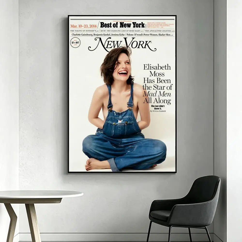 Elisabeth Moss HD Art Poster – Waterproof Sticky Wall Decor Wall Art Poster Axl White12 21X30cmNoframe