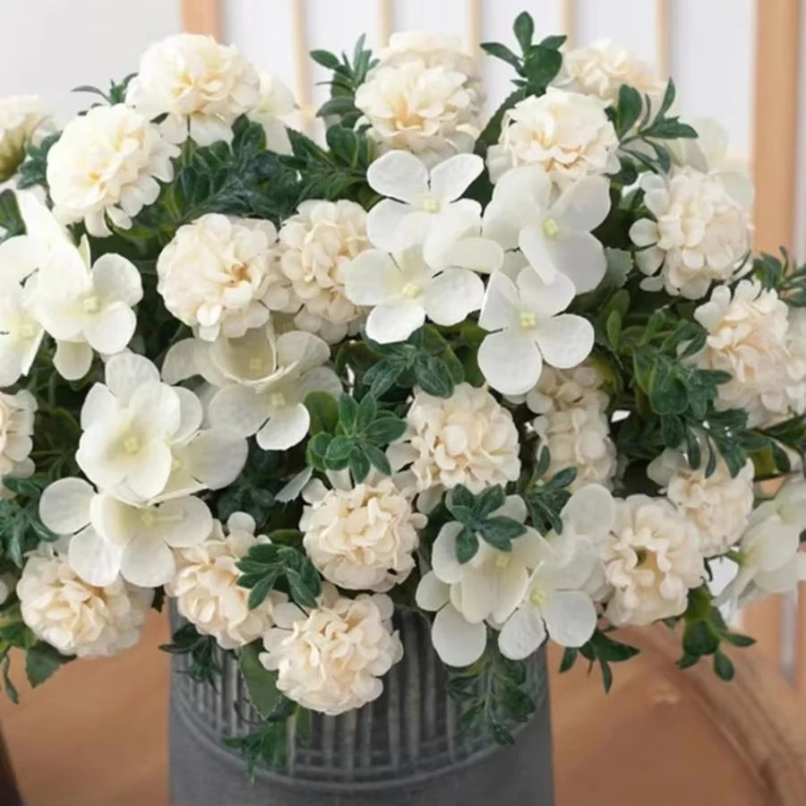 Silk Peony Hydrangea Artificial Bouquet – Wedding & Home Decor Artificial Flower Bouquet Axl