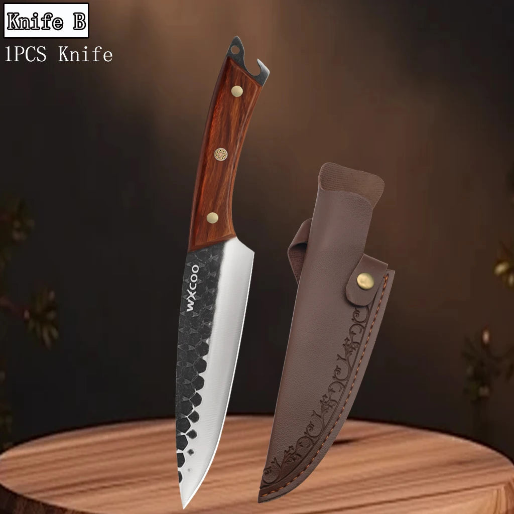 WXCOO Chef Knife Set 1-4PCS | Forged Stainless Steel Knives Kitchen Knife Set Axl Knife B