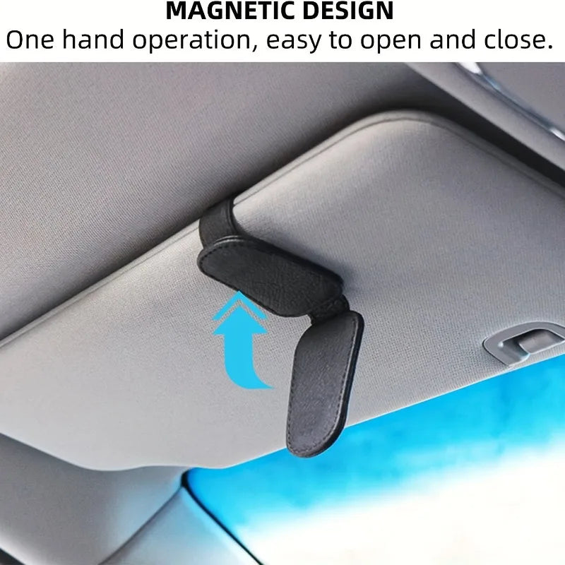 Magnetic PU Leather Car Visor Glasses Holder Clip Car Visor Organizer Axl