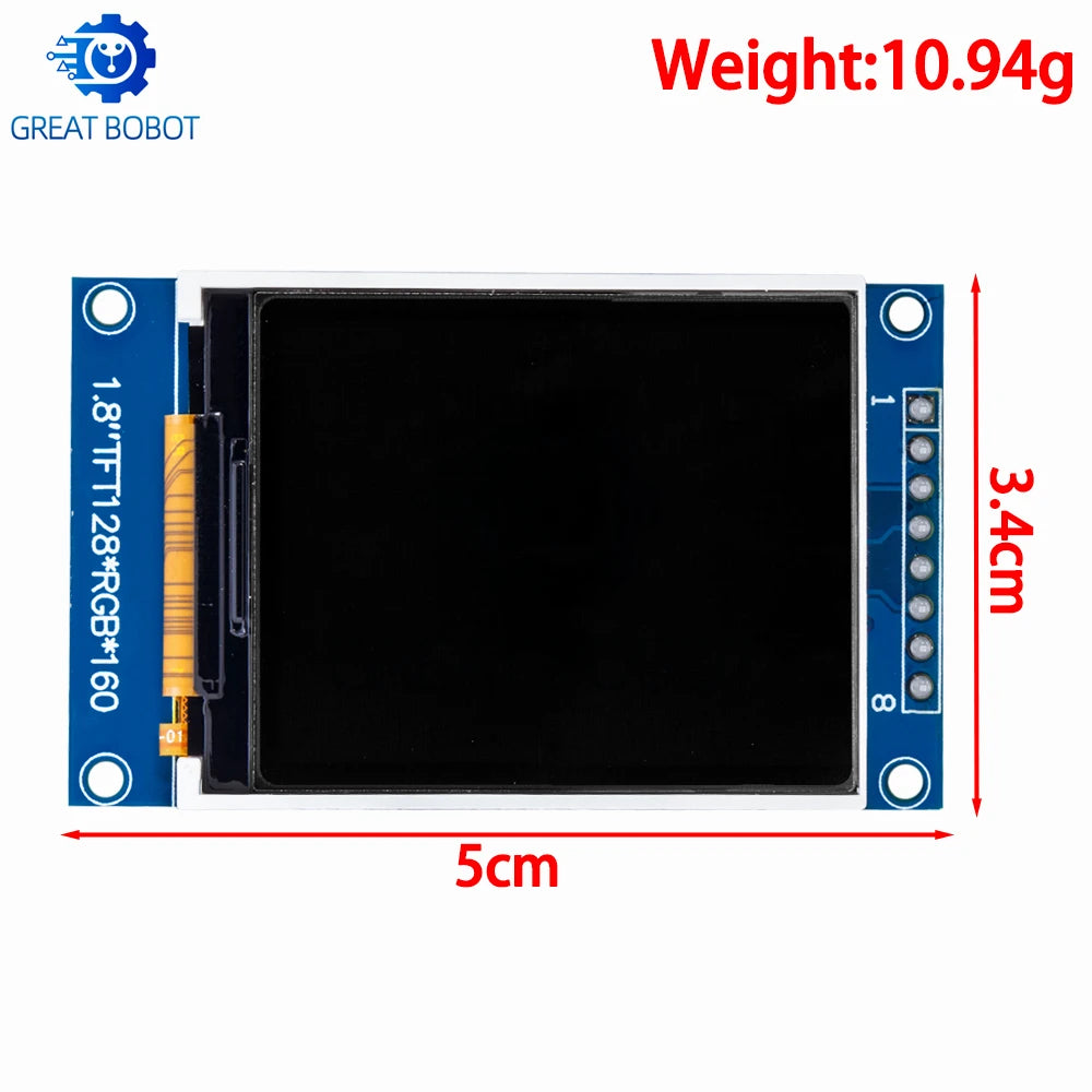 1.8" TFT SPI Display Module 128x160 Wide-Angle Color Screen TFT Display Module Axl