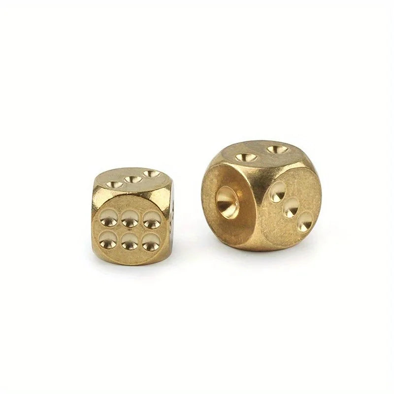 Solid Brass Dice Set 2pcs – 13mm & 15mm Copper Game Dice Brass Dice Set Axl