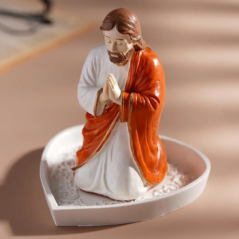 Virgin Mary Rosary Holder Resin Statue | Desktop Prayer Ornament Religious Resin Statue Axl