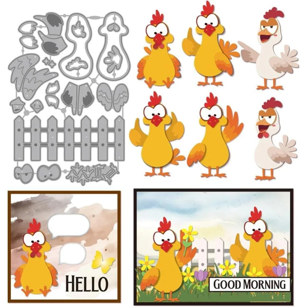 Cartoon Chicken Cutting Dies – Farm Animal Scrapbooking Die Cuts Scrapbooking Die Cuts Axl AECH04-19530